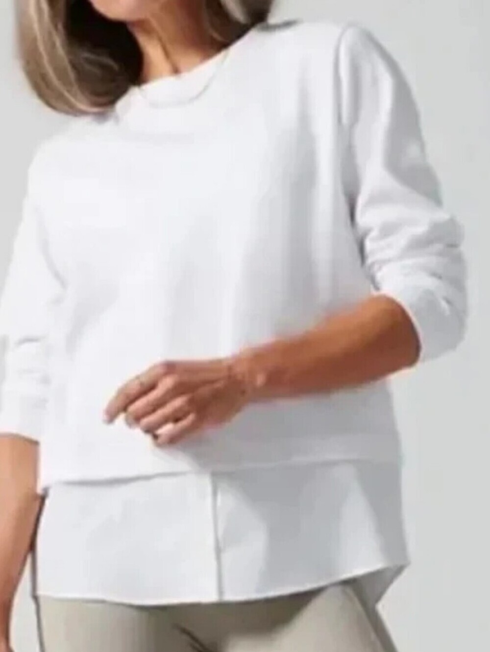 Athleta Women's Gallery White Long Sleeve Tunic Sweatshirt Athleisure Sz L - Picture 2 of 15